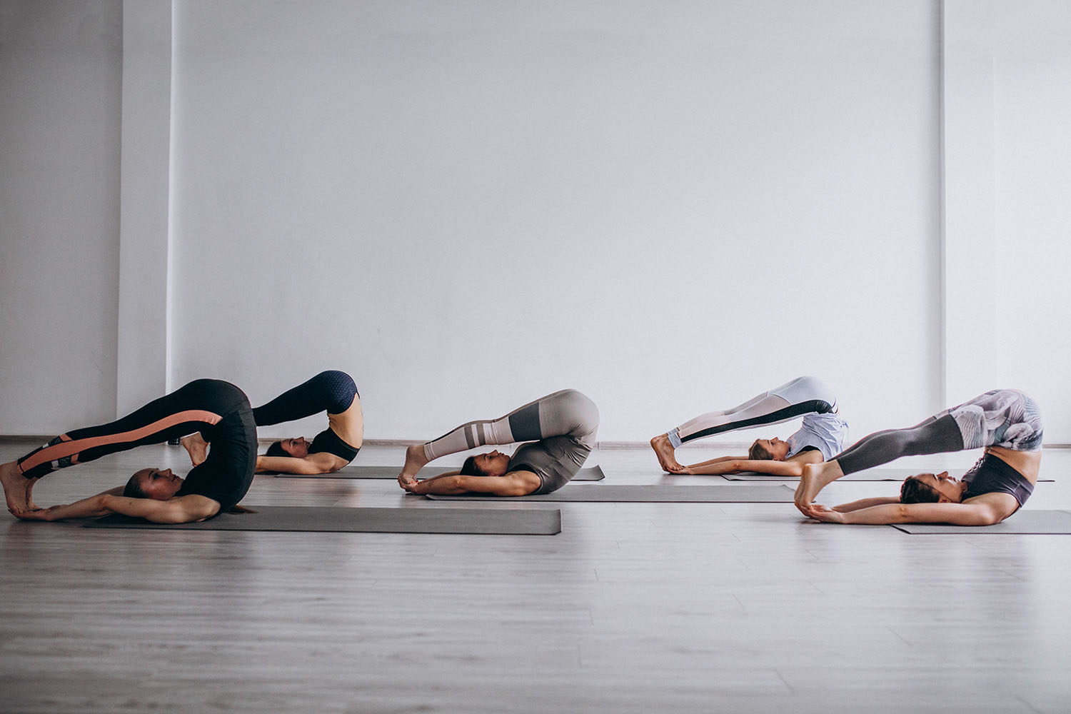 Yoga group classes inside the gym